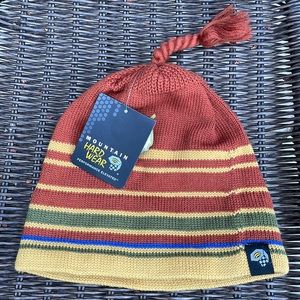 NWT Mountain Hard Wear Wool Beanie Hat Mens Striped fleece lining